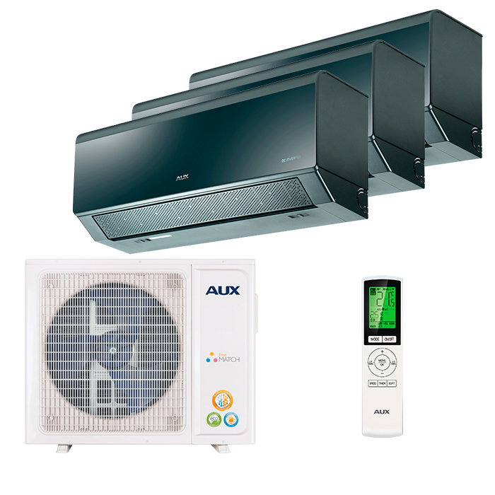 aux-multi-3-rooms-progressive-black.jpg Мульти сплит-система на 3 комнаты AUX AMWM-H09/4R2(CC) x 3 / AM3-H21/4DR2 — изображение 1
