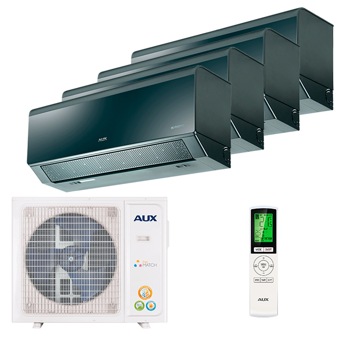 aux-multi-4-rooms-progressive-black.jpg Мульти сплит-система на 4 комнаты AUX AMWM-H09/4R2(CC) x 4 / AM4-H36/4DR2 — изображение 1