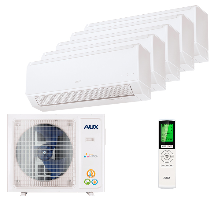 aux-multi-5-rooms-classic-inv.jpg Мульти сплит-система на 5 комнат AUX AMWM-H07/4R2(BA) x 5 / AM5-H42/4DR2 — изображение 1
