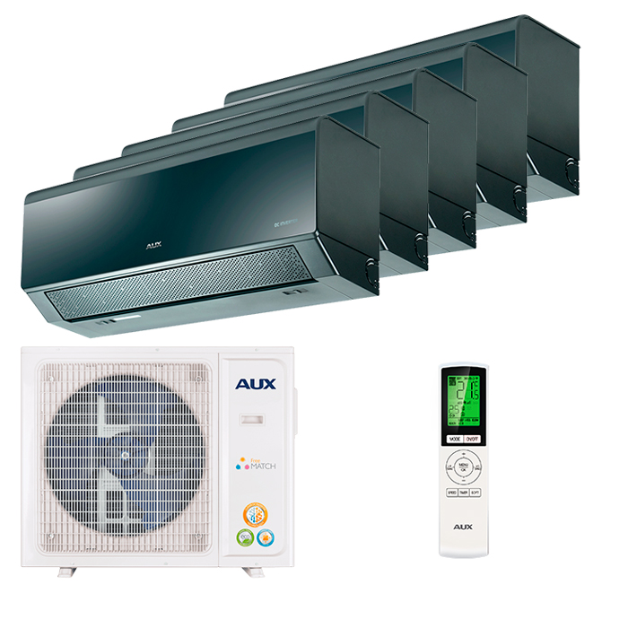 aux-multi-5-rooms-progressive-black.jpg Мульти сплит-система на 5 комнат AUX AMWM-H09/4R2(CC) x 5 / AM5-H42/4DR2 — изображение 1