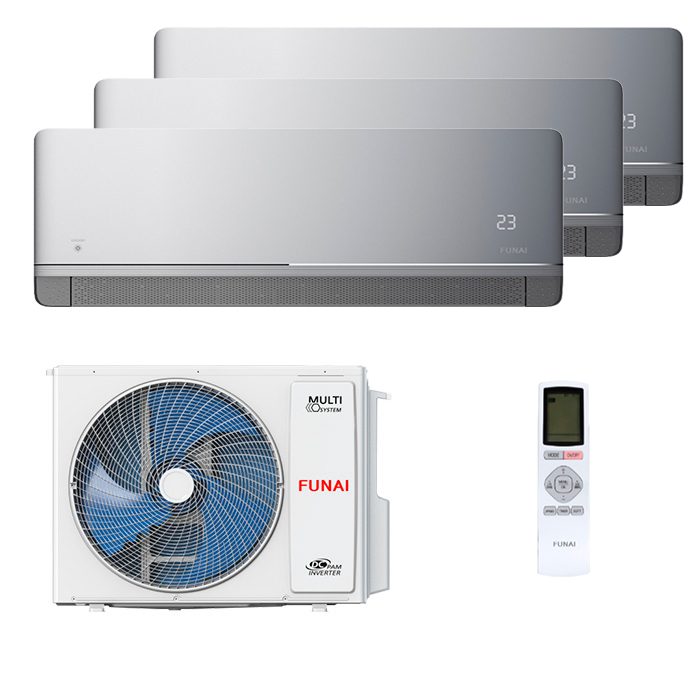 funai-kagami-grey-multi-3-rooms.jpg Мульти сплит-система на 3 комнаты Funai RAM-I-KM25HP.W01/S x 3 / RAM-I-3OK60HP.01/U — изображение 1