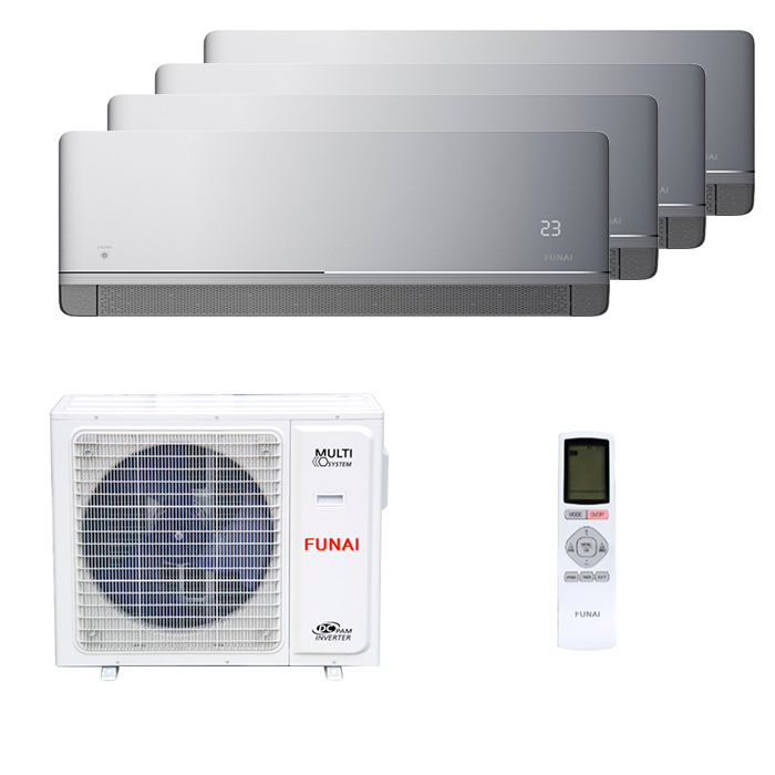 funai-kagami-grey-multi-4-rooms.jpg Мульти сплит-система на 4 комнаты Funai RAM-I-KM25HP.W01/S x 4 / RAM-I-4OK85HP.01/U — изображение 1