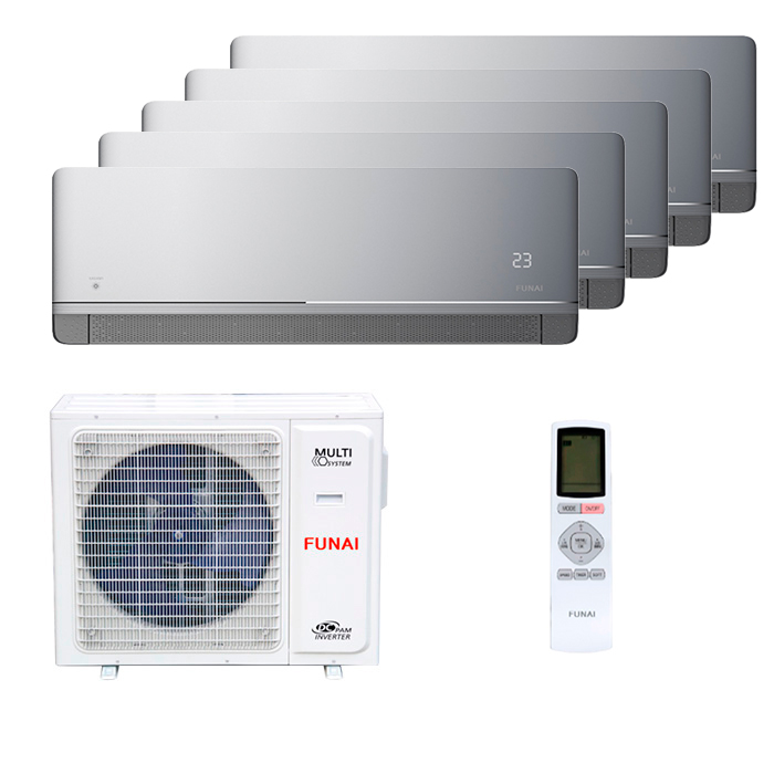 funai-kagami-grey-multi-5-rooms.jpg Мульти сплит-система на 5 комнат Funai RAM-I-KM25HP.W01/S x 5 / RAM-I-5OK120HP.01/U — изображение 1