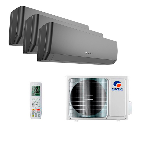 gree-multi-pular-black-r32-3-rooms.jpg Мульти сплит-система на 3 комнаты Gree GWH09AGCXB-K6DNA4F/I x 3 / GWHD(21)NK6OO (LCLH) — изображение 1