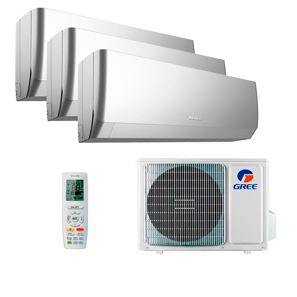 gree-multi-pular-silver-r32-3-rooms.jpg Мульти сплит-система на 3 комнаты Gree GWH09AGCXB-K6DNA4F/I (silver) x 3 / GWHD(21)NK6OO (LCLH) — изображение 1