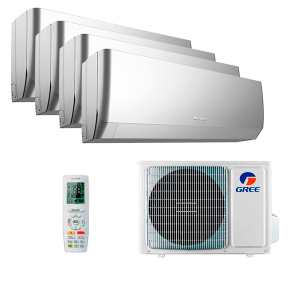 gree-multi-pular-silver-r32-4-rooms.jpg Мульти сплит-система на 4 комнаты Gree GWH09AGCXB-K6DNA4F/I (silver) x 4 / GWHD(28)NK6OO (LCLH) — изображение 1