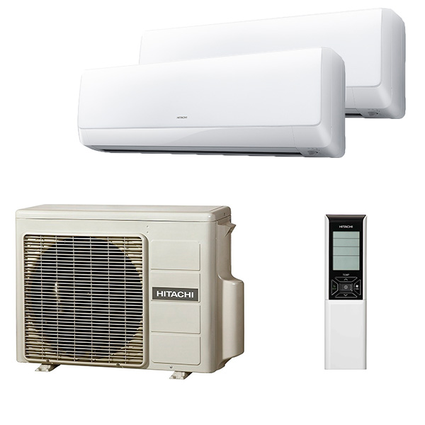 multi-hitachi-akebono-2-rooms.jpg Мульти сплит-система на 2 комнаты Hitachi RAK-18QXE x 2 / RAM-40NP2E — изображение 1