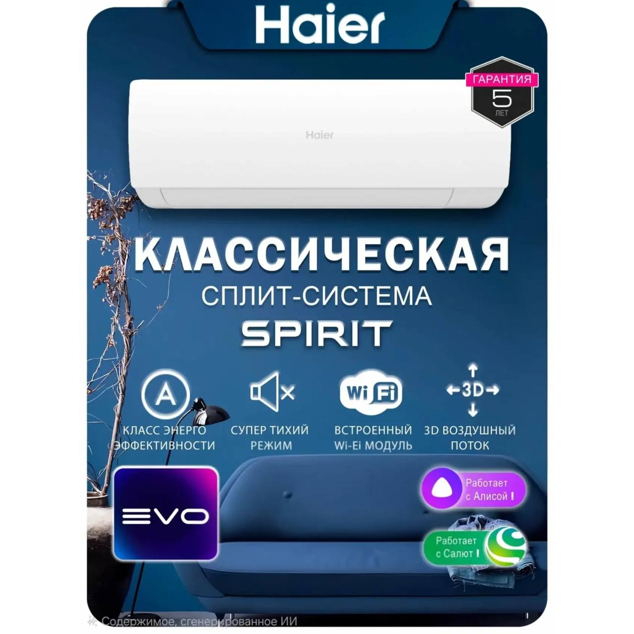 Кондиционер (сплит-система) Haier Spirit HSU-07HSL103/R3-W/HSU-07HSL103/R3 – Сплит-Кинг – Haier (Хайер) Spirit HSU-07HSL103/R3-W/HSU-07HSL103/R3 – это компактный, функциональный и надежный кондиционер бытового типа, подходящий для обслуживания небольших комнат площадью 20 кв. метров. Модель работает в режимах охлаждения, обогрева, вентиляции и осушения. В комплект с ней входит пульт ДУ с температурным датчиком. Кондиционер (сплит-система) Haier Spirit HSU-07HSL103/R3-W/HSU-07HSL103/R3 — изображение 1